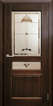 Дверь из массива Вега Багет 1 Дуб Стекло с рисунком Витраж - фото 1